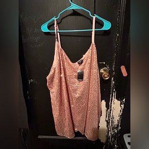 Pink champagne, sequined top size 28/5x